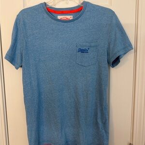 Superdry Vintage Orange Label Blue Short Sleeve Tee Size Medium